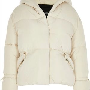 Drawcord Shawl Puffer Coat 